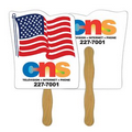 Digital USA Flag Fast Fan w/ Wooden Handle & 2 Sides Imprint